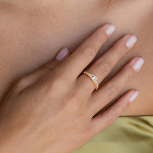 Dainty Tiara Graduated Baguette CZ Band Ring