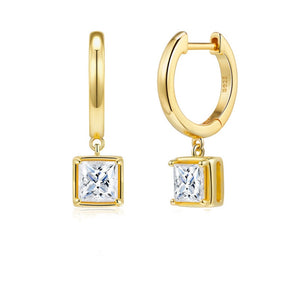 Multi-shaped Moissanite Drop Hoop Earrings