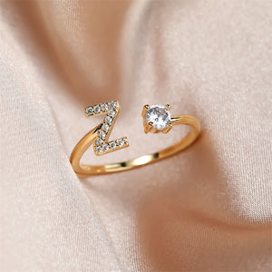 Initial Letter Adjustable Stacking Ring