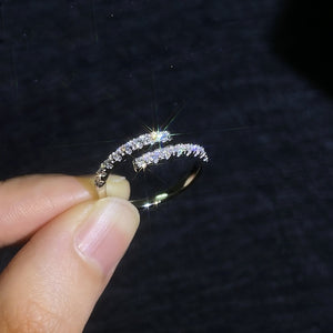 Silver Moissanite Half Eternity Wrap Ring