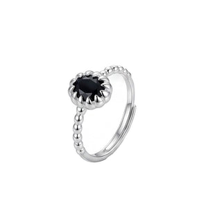 Colorful Oval Crystal Beaded Stack Open Ring