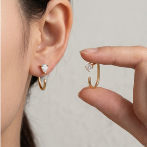 Minimalist Multi Shape CZ Open Hoop Earrings