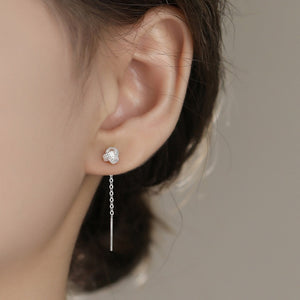 Dainty Textured Knot Chain Threader Earrings