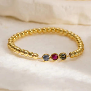 Custom Three Birthstone Beaded Bracelet