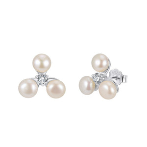 Triple Pearl Cluster CZ Cartilage Stud Earrings