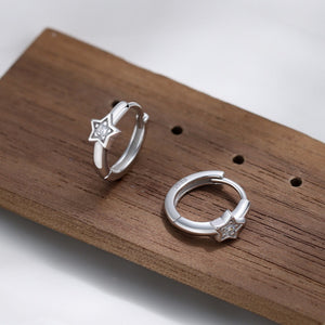 Dainty Five-pointed Star CZ Small Hoop Earrings