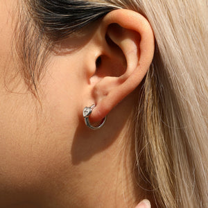 Heart White Enamel Star Huggie Hoop Earrings