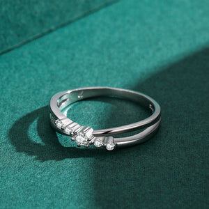 Graduated CZ Criss Cross Stacking Band Ring