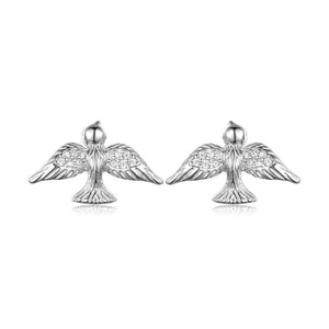 Dainty Peace Dove Pave Wing Stud Earrings