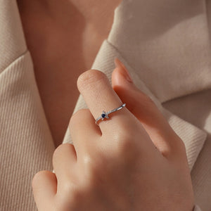 Dainty Blue CZ Starburst Pave Wave Band Ring