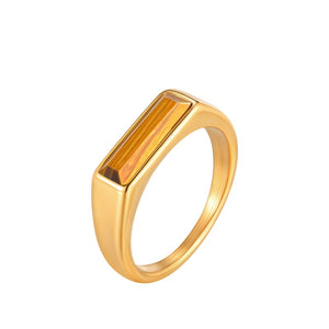 Vintage Baguette Inlaid Gemstone Band Ring