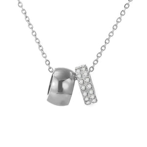 Dual Barrel Crystal Cylinder Pendant Necklace