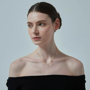 Four Petal Flower Charm Layering Necklace