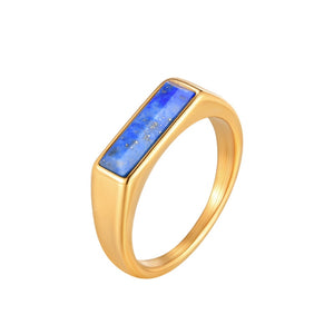 Vintage Baguette Inlaid Gemstone Band Ring