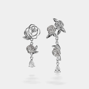 Mismatch Rose Flower Statement Earrings