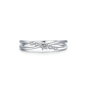 Graduated CZ Criss Cross Stacking Band Ring