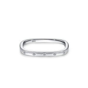 Minimalist Flush Set Crystal Square Band Ring
