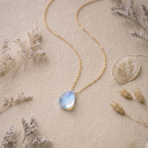 Geometric Blue Moonstone Pendant Necklace