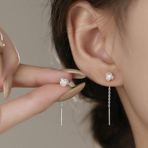 Dainty Textured Knot Chain Threader Earrings