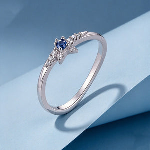 Dainty Blue CZ Starburst Pave Wave Band Ring