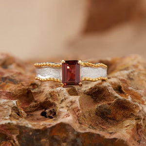 Emerald Gemstone Wave Textured Open Ring