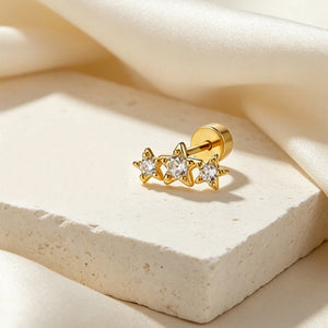 Triple Graduated Star Cartilage Stud Earrings