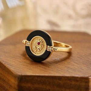Black Onyx Rose Bird Reversible Spinner Ring