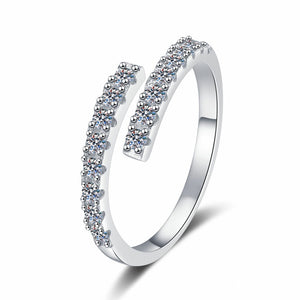 Silver Moissanite Half Eternity Wrap Ring