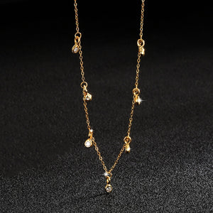 Dainty Teardrop CZ Pendant Station Necklace