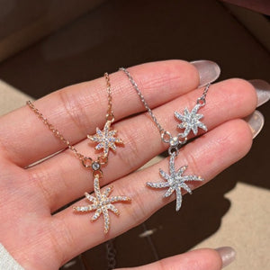 Moissanite Double Starburst Charm Necklace