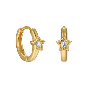 Dainty Five-pointed Star CZ Small Hoop Earrings