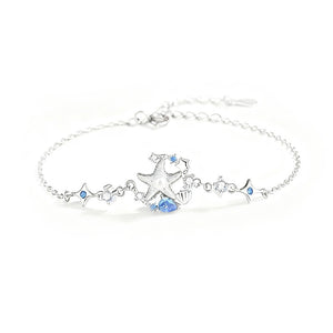 Ocean Starfish Pearl Star Shell Charm Bracelet