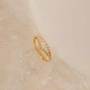 Dainty Tiara Graduated Baguette CZ Band Ring