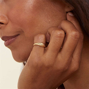 Textured Croissant Tapered Dome Band Ring