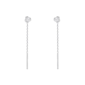 Dainty Textured Knot Chain Threader Earrings