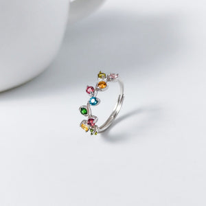 Rainbow Gemstone Leaf Branch Stacking Ring