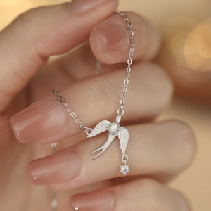 Mother Of Pearl Swallow Star Charm Necklace