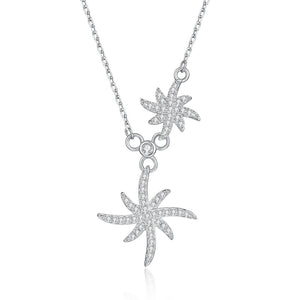 Moissanite Double Starburst Charm Necklace