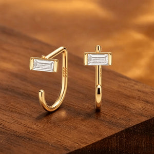 Minimalist Multi Shape CZ Open Hoop Earrings