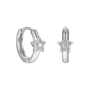 Dainty Five-pointed Star CZ Small Hoop Earrings