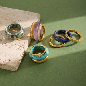 Dainty Colorful Resin Pave Stacking Band Ring
