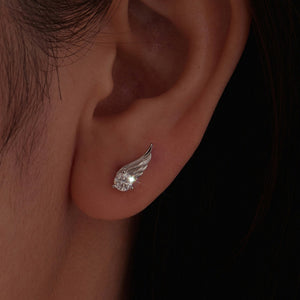 Moissanite Sculpted Angel Wing Stud Earrings