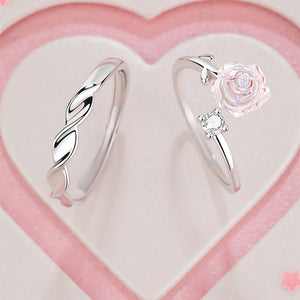Camellia Flower Matching Couple Ring