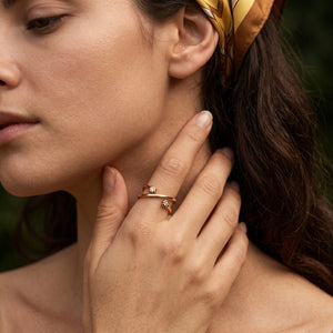 Tiny Dual Bezel CZ Open Crisscross Band Ring