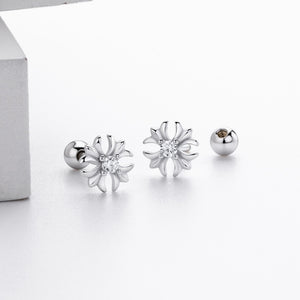 Dainty Four-Petal Cross Flower Stud Earrings