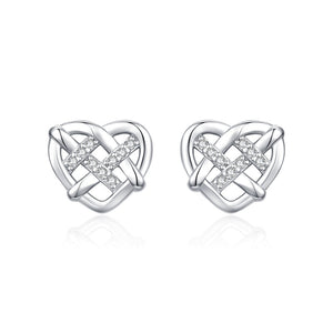 Moissanite Woven Hollow Heart Stud Earrings