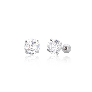 Four-Prong Round Moissanite Stud Earrings