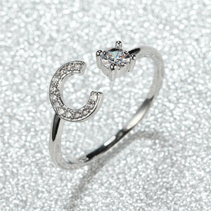 Initial Letter Adjustable Stacking Ring