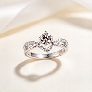 Solitaire Crown Pave CZ Couple Matching Ring