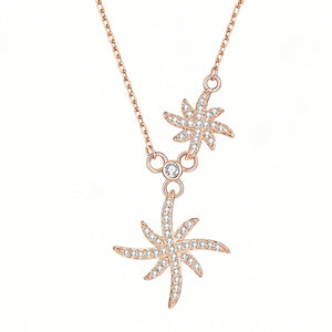 Moissanite Double Starburst Charm Necklace